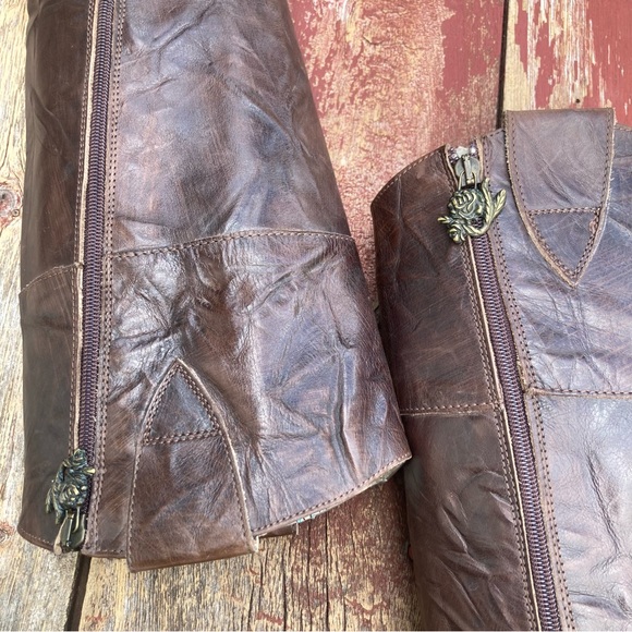 💙Siren by Mark Nason  Rose Embroidered Brown Leather Cowboy Boots - Picture 8 of 16